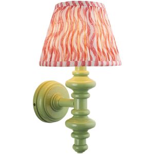 Endon Collection Lighting Carnaby Satin Cotswold Green Paint Wall Light with Coral Pink Fabric Ripple Shade 20cm B22 Endon Collection Lighting Carnaby Satin Cotswold Green Paint Wall Light with Coral Pink Fabric Ripple Shade 20cm B22