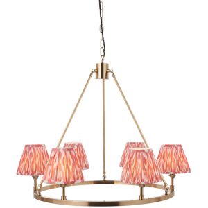 Endon Collection Lighting Chester Brushed Aged Brass Plate Pendant Light with Coral Pink Fabric Ikat Shade 16cm 6x B22 Endon Collection Lighting Chester Brushed Aged Brass Plate Pendant Light with Coral Pink Fabric Ikat Shade 16cm 6x B22