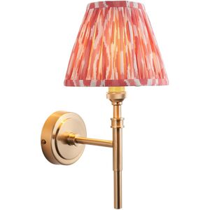 Endon Collection Lighting Chester Brushed Aged Brass Plate Wall Light with Coral Pink Fabric Ikat Shade 16cm B22 Endon Collection Lighting Chester Brushed Aged Brass Plate Wall Light with Coral Pink Fabric Ikat Shade 16cm B22