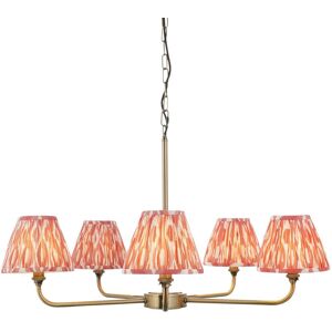 Endon Collection Lighting Lille Antique Brass Plate Pendant Light with Coral Pink Fabric Ikat Shade 16cm 5x B22 Endon Collection Lighting Lille Antique Brass Plate Pendant Light with Coral Pink Fabric Ikat Shade 16cm 5x B22