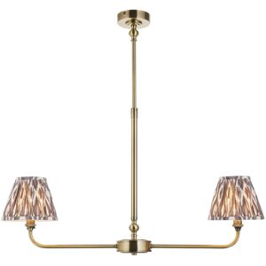 Endon Collection Lighting Lille Antique Brass Plate Pendant Light with Pearl Grey Fabric Ikat Shade 16cm 2x B22 Endon Collection Lighting Lille Antique Brass Plate Pendant Light with Pearl Grey Fabric Ikat Shade 16cm 2x B22