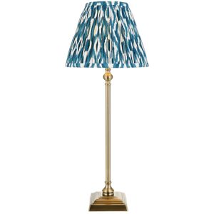 Endon Collection Lighting Lille Antique Brass Plate Table Lamp with Marlin Blue Fabric Ikat Shade 25cm B22 Endon Collection Lighting Lille Antique Brass Plate Table Lamp with Marlin Blue Fabric Ikat Shade 25cm B22