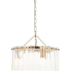 Endon Collection Lighting Karine Pendant Ceiling Light Brushed Aged Brass Plate & Clear Handmade Textured Glass 3x E14 Endon Collection Lighting Karine Pendant Ceiling Light Brushed Aged Brass Plate & Clear Handmade Textured Glass 3x E14