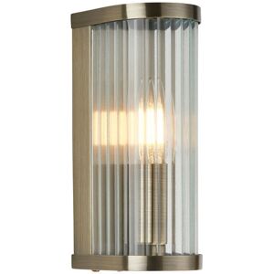 Endon Collection Lighting Ridgeton Wall Lamp Antique Brass Plate & Clear Ribbed Glass E14 Endon Collection Lighting Ridgeton Wall Lamp Antique Brass Plate & Clear Ribbed Glass E14