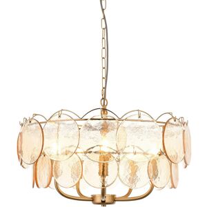 Merano Lighting Thistle Pendant Ceiling Light Brushed Aged Brass Plate & Handmade Champagne Glass 5 x 7W LED E14 Merano Lighting Thistle Pendant Ceiling Light Brushed Aged Brass Plate & Handmade Champagne Glass 5 x 7W LED E14