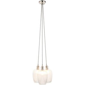 Merano Lighting Livorno Cluster Pendant Ceiling Light Bright Nickel Plate & Clear Ribbed Glass 3 x 10W LED E27 Merano Lighting Livorno Cluster Pendant Ceiling Light Bright Nickel Plate & Clear Ribbed Glass 3 x 10W LED E27