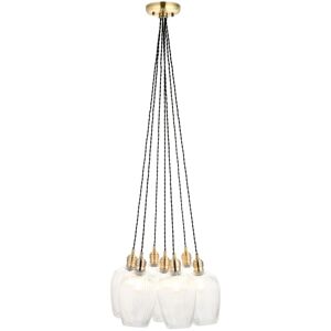 Merano Lighting Livorno Cluster Pendant Ceiling Light Antique Brass Plate & Clear Ribbed Glass 7 x 10W LED E27 Merano Lighting Livorno Cluster Pendant Ceiling Light Antique Brass Plate & Clear Ribbed Glass 7 x 10W LED E27