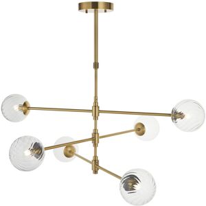 Merano Lighting Rome Multi Arm Pendant Ceiling Light Brushed Aged Brass Plate & Clear Glass 6 x 3.2W LED G9 Daylight White Merano Lighting Rome Multi Arm Pendant Ceiling Light Brushed Aged Brass Plate & Clear Glass 6 x 3.2W LED G9 Daylight White