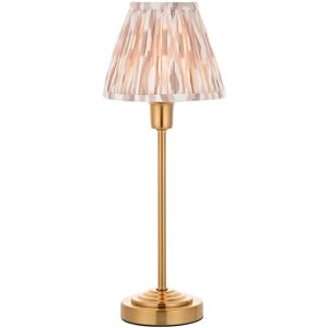 Endon Collection Lighting Rise Vintage Brass Finish Table Lamp with Neutral Print Fabric Ikat Shade 16cm E14 Endon Collection Lighting Rise Vintage Brass Finish Table Lamp with Neutral Print Fabric Ikat Shade 16cm E14