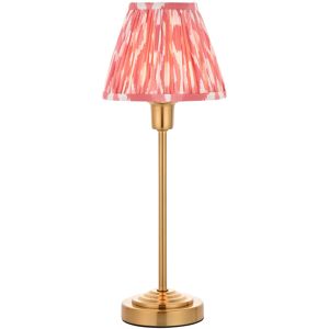 Endon Collection Lighting Rise Vintage Brass Finish Table Lamp with Coral Pink Fabric Ikat Shade 16cm E14 Endon Collection Lighting Rise Vintage Brass Finish Table Lamp with Coral Pink Fabric Ikat Shade 16cm E14
