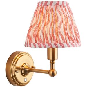 Endon Collection Lighting Burley Rechargeable Brushed Aged Brass Plate Wall Light with Coral Pink Fabric Ripple Shade 16cm Integrated LED Endon Collection Lighting Burley Rechargeable Brushed Aged Brass Plate Wall Light with Coral Pink Fabric Ripple Shade 16cm Integrated LED