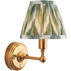 Endon Collection Lighting Burley Rechargeable Brushed Aged Brass Plate Wall Light with Cotswold Green Fabric Zigzag Shade 16cm Integrated LED Endon Collection Lighting Burley Rechargeable Brushed Aged Brass Plate Wall Light with Cotswold Green Fabric Zigzag Shade 16cm Integrated LED