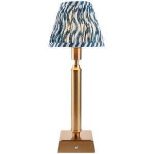 Endon Collection Lighting Trobridge Rechargeable Brushed Aged Brass Plate Table Lamp with Marlin Blue Fabric Ripple Shade 16cm Integrated LED Endon Collection Lighting Trobridge Rechargeable Brushed Aged Brass Plate Table Lamp with Marlin Blue Fabric Ripple Shade 16cm Integrated LED