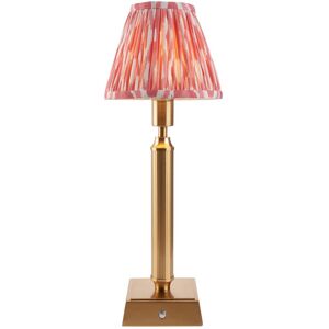 Endon Collection Lighting Trobridge Rechargeable Brushed Aged Brass Plate Table Lamp with Coral Pink Fabric Ikat Shade 16cm Integrated LED Endon Collection Lighting Trobridge Rechargeable Brushed Aged Brass Plate Table Lamp with Coral Pink Fabric Ikat Shade 16cm Integrated LED