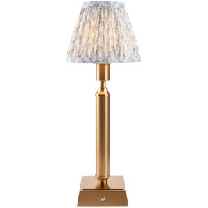 Endon Collection Lighting Trobridge Rechargeable Brushed Aged Brass Plate Table Lamp with Shell Bay Blue Fabric Leaf Shade 16cm Integrated LED Endon Collection Lighting Trobridge Rechargeable Brushed Aged Brass Plate Table Lamp with Shell Bay Blue Fabric Leaf Shade 16cm Integrated LED