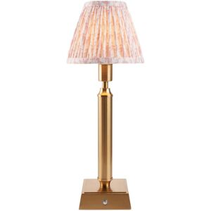 Endon Collection Lighting Trobridge Rechargeable Brushed Aged Brass Plate Table Lamp with Peachy Keen Fabric Leaf Shade 16cm Integrated LED Endon Collection Lighting Trobridge Rechargeable Brushed Aged Brass Plate Table Lamp with Peachy Keen Fabric Leaf Shade 16cm Integrated LED