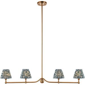 Endon Collection Lighting Santiago Brushed Aged Brass Plate Pendant Light with Marlin Blue Fabric Ripple Shade 16cm 4x B22 Endon Collection Lighting Santiago Brushed Aged Brass Plate Pendant Light with Marlin Blue Fabric Ripple Shade 16cm 4x B22