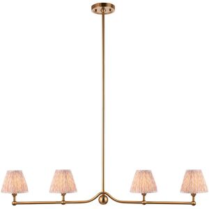 Endon Collection Lighting Santiago Brushed Aged Brass Plate Pendant Light with Peachy Keen Fabric Leaf Shade 16cm 4x B22 Endon Collection Lighting Santiago Brushed Aged Brass Plate Pendant Light with Peachy Keen Fabric Leaf Shade 16cm 4x B22