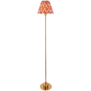 Endon Collection Lighting Burley Rechargeable Brushed Aged Brass Plate Floor Lamp with Apricot Orange Fabric Zigzag Shade 25cm Integrated LED Endon Collection Lighting Burley Rechargeable Brushed Aged Brass Plate Floor Lamp with Apricot Orange Fabric Zigzag Shade 25cm Integrated LED