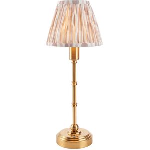 Endon Collection Lighting Burley Rechargeable Brushed Aged Brass Plate Table Lamp with Neutral Print Fabric Ikat Shade 16cm Integrated LED Endon Collection Lighting Burley Rechargeable Brushed Aged Brass Plate Table Lamp with Neutral Print Fabric Ikat Shade 16cm Integrated LED