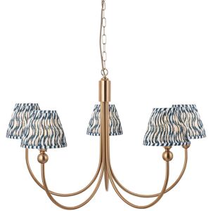 Endon Collection Lighting Santiago Brushed Aged Brass Plate Pendant Light with Marlin Blue Fabric Ripple Shade 16cm 5x B22 Endon Collection Lighting Santiago Brushed Aged Brass Plate Pendant Light with Marlin Blue Fabric Ripple Shade 16cm 5x B22