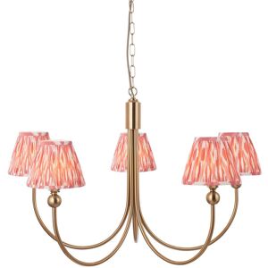 Endon Collection Lighting Santiago Brushed Aged Brass Plate Pendant Light with Coral Pink Fabric Ikat Shade 16cm 5x B22 Endon Collection Lighting Santiago Brushed Aged Brass Plate Pendant Light with Coral Pink Fabric Ikat Shade 16cm 5x B22