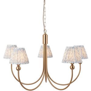 Endon Collection Lighting Santiago Brushed Aged Brass Plate Pendant Light with Shell Bay Blue Fabric Leaf Shade 16cm 5x B22 Endon Collection Lighting Santiago Brushed Aged Brass Plate Pendant Light with Shell Bay Blue Fabric Leaf Shade 16cm 5x B22
