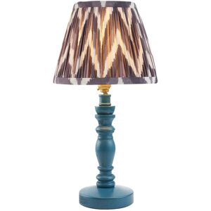 Endon Collection Lighting Bibury Satin Marlin Blue Paint Table Lamp with Pearl Grey Fabric Zigzag Shade 20cm B22 Endon Collection Lighting Bibury Satin Marlin Blue Paint Table Lamp with Pearl Grey Fabric Zigzag Shade 20cm B22
