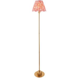 Endon Collection Lighting Burley Rechargeable Brushed Aged Brass Plate Floor Lamp with Coral Pink Fabric Ikat Shade 25cm Integrated LED Endon Collection Lighting Burley Rechargeable Brushed Aged Brass Plate Floor Lamp with Coral Pink Fabric Ikat Shade 25cm Integrated LED