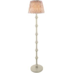 Endon Collection Lighting Carnaby Satin Almond White Paint Floor Lamp with Neutral Print Fabric Ikat Shade 35cm B22 Endon Collection Lighting Carnaby Satin Almond White Paint Floor Lamp with Neutral Print Fabric Ikat Shade 35cm B22