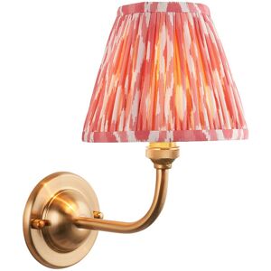 Endon Collection Lighting Dome Arc Brushed Aged Brass Plate Wall Light with Coral Pink Fabric Ikat Shade 16cm B22 Endon Collection Lighting Dome Arc Brushed Aged Brass Plate Wall Light with Coral Pink Fabric Ikat Shade 16cm B22