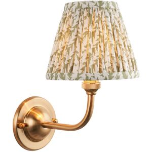 Endon Collection Lighting Dome Arc Brushed Aged Brass Plate Wall Light with Herb Garden Green Fabric Leaf Shade 16cm B22 Endon Collection Lighting Dome Arc Brushed Aged Brass Plate Wall Light with Herb Garden Green Fabric Leaf Shade 16cm B22