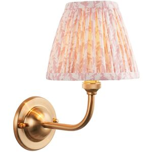 Endon Collection Lighting Dome Arc Brushed Aged Brass Plate Wall Light with Peachy Keen Fabric Leaf Shade 16cm B22 Endon Collection Lighting Dome Arc Brushed Aged Brass Plate Wall Light with Peachy Keen Fabric Leaf Shade 16cm B22