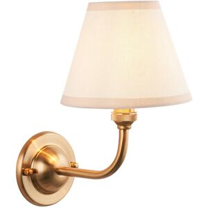 Endon Collection Lighting Dome Arc Brushed Aged Brass Plate Wall Light with Vintage White Fabric Ivy Shade 16cm B22 Endon Collection Lighting Dome Arc Brushed Aged Brass Plate Wall Light with Vintage White Fabric Ivy Shade 16cm B22