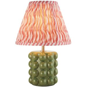 Endon Collection Lighting Bobble Olive Green Glaze Table Lamp with Coral Pink Fabric Ripple Shade 25cm B22 Endon Collection Lighting Bobble Olive Green Glaze Table Lamp with Coral Pink Fabric Ripple Shade 25cm B22