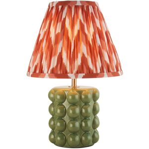 Endon Collection Lighting Bobble Olive Green Glaze Table Lamp with Apricot Orange Fabric Zigzag Shade 25cm B22 Endon Collection Lighting Bobble Olive Green Glaze Table Lamp with Apricot Orange Fabric Zigzag Shade 25cm B22
