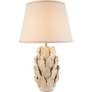 Endon Collection Lighting Layered Leaf Ivory Crackle Glaze Table Lamp with Vintage White Fabric Ivy Shade 35cm B22 Endon Collection Lighting Layered Leaf Ivory Crackle Glaze Table Lamp with Vintage White Fabric Ivy Shade 35cm B22