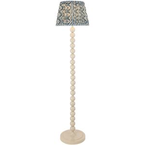 Endon Collection Lighting Higgledy Gloss Almond White Paint Floor Lamp with Marlin Blue Fabric Ripple Shade 35cm E27 Endon Collection Lighting Higgledy Gloss Almond White Paint Floor Lamp with Marlin Blue Fabric Ripple Shade 35cm E27