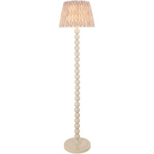 Endon Collection Lighting Higgledy Gloss Almond White Paint Floor Lamp with Neutral Print Fabric Ikat Shade 35cm E27 Endon Collection Lighting Higgledy Gloss Almond White Paint Floor Lamp with Neutral Print Fabric Ikat Shade 35cm E27