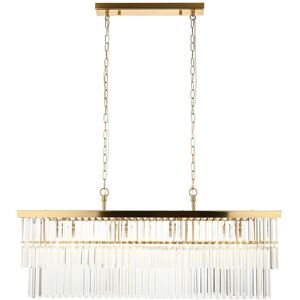 Endon Collection Lighting Conaston Bar Pendant Ceiling Light Brushed Aged Brass Plate & Clear Cut Glass 4x E14 Endon Collection Lighting Conaston Bar Pendant Ceiling Light Brushed Aged Brass Plate & Clear Cut Glass 4x E14