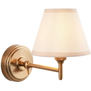 Endon Collection Lighting Step Fold Brushed Aged Brass Plate Wall Light with Vintage White Fabric Ivy Shade 16cm B22 Endon Collection Lighting Step Fold Brushed Aged Brass Plate Wall Light with Vintage White Fabric Ivy Shade 16cm B22