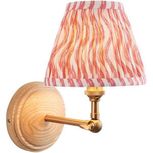 Endon Collection Lighting Wood Wing Ash Wood Wall Light with Coral Pink Fabric Ripple Shade 16cm B22 Endon Collection Lighting Wood Wing Ash Wood Wall Light with Coral Pink Fabric Ripple Shade 16cm B22
