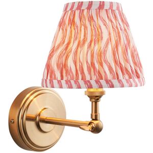 Endon Collection Lighting Step Wing Brushed Aged Brass Plate Wall Light with Coral Pink Fabric Ripple Shade 16cm B22 Endon Collection Lighting Step Wing Brushed Aged Brass Plate Wall Light with Coral Pink Fabric Ripple Shade 16cm B22