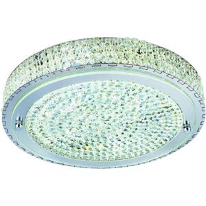 Searchlight LED Flush Ceiling Light Chrome with Crystal Glass - Light 1245 Lumens Searchlight LED Flush Ceiling Light Chrome with Crystal Glass - Light 1245 Lumens