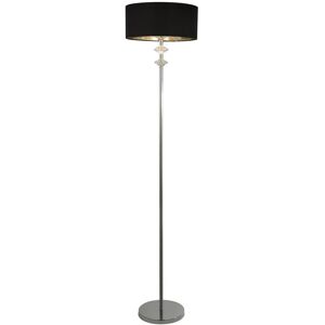 Searchlight Black Chrome Floor Lamp - 1 Light - Steel & Fabric Searchlight Black Chrome Floor Lamp - 1 Light - Steel & Fabric