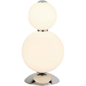 Searchlight Snowball 2 Light Table Lamp - Chrome, Opal Glass Shade Searchlight Snowball 2 Light Table Lamp - Chrome, Opal Glass Shade