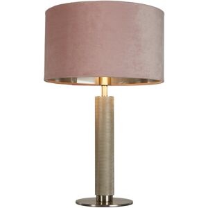 Searchlight Lighting London Table Lamp, Knurled Satin Silver, Pink Velvet Shade Searchlight Lighting London Table Lamp, Knurled Satin Silver, Pink Velvet Shade