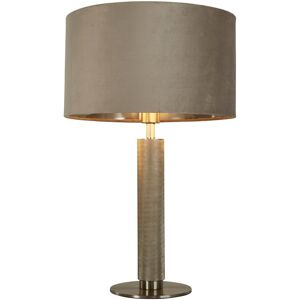 Searchlight Lighting London Table Lamp, Knurled Satin Silver, Taupe Velvet Shade Searchlight Lighting London Table Lamp, Knurled Satin Silver, Taupe Velvet Shade