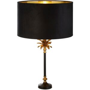 Searchlight Lighting Palm Table Lamp Black, Antique Brass Metal,Black Shade Searchlight Lighting Palm Table Lamp Black, Antique Brass Metal,Black Shade