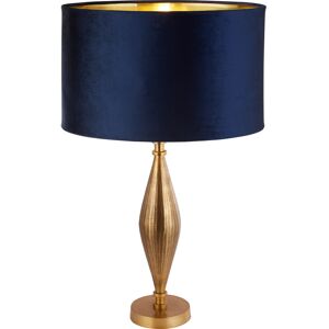 Searchlight Lighting Rye Table Lamp Antique Brass, Navy Velvet Shade Searchlight Lighting Rye Table Lamp Antique Brass, Navy Velvet Shade